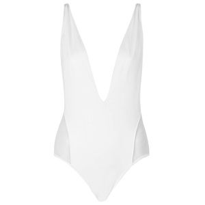 TOPSHOP Women's White Plunge Mesh Swimsuit